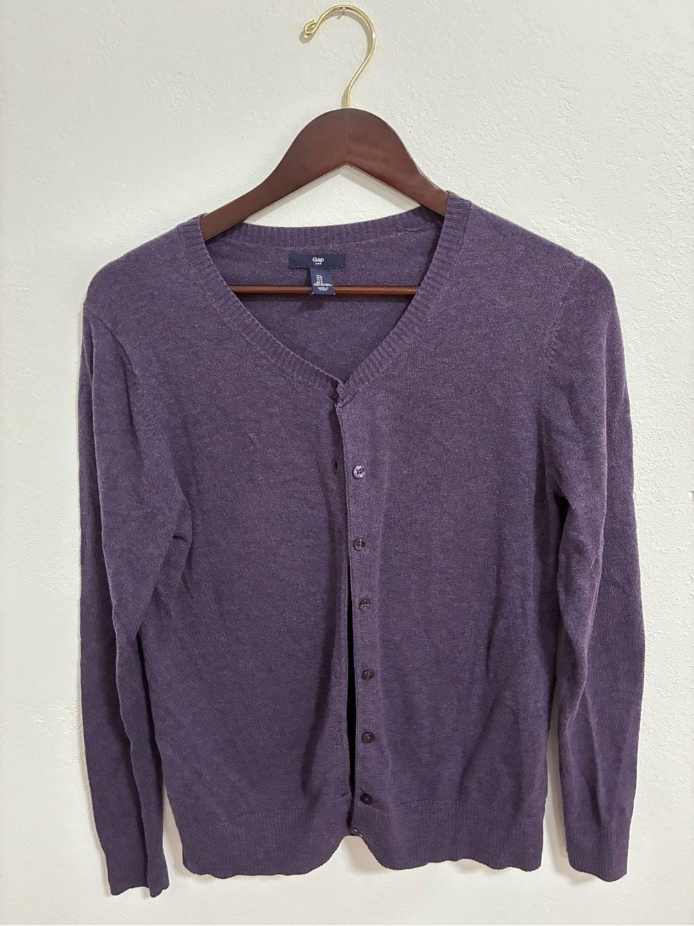 GAP Men's Plum V-Neck Button Cardigan Sweater